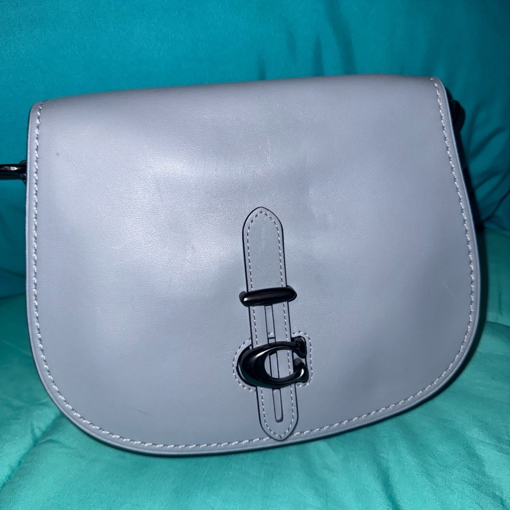 Elegant power blue Leather Shoulder Bag